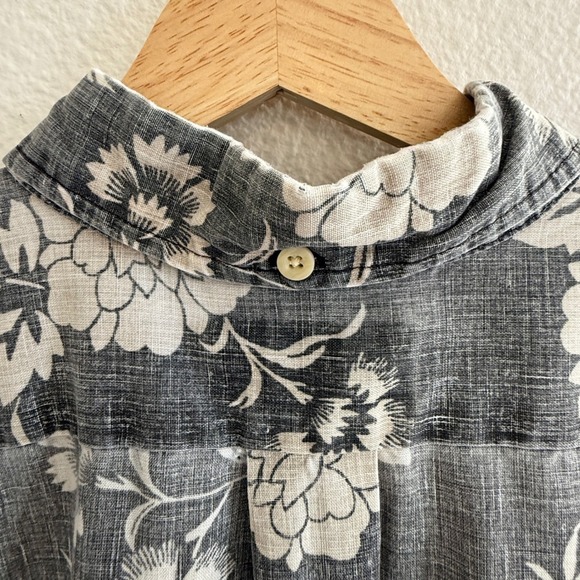 Reyn Spooner Mens XL Short Sleeve Button Up Shirt Gray Floral Hawaiian Aloha - Picture 12 of 16